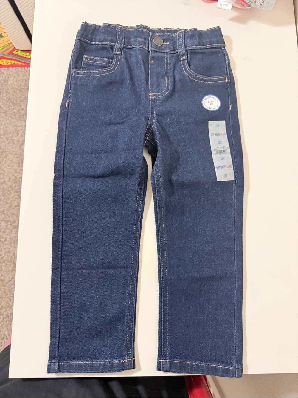 3T Garanimals Kids Dark Blue Denim Jeans Straight Leg Adjustable